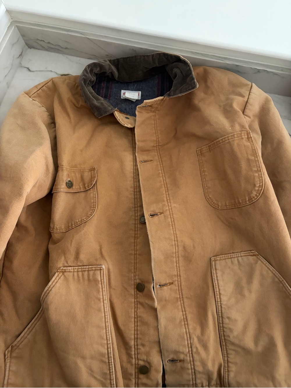 Classic Tan Field Jacket with Corduroy Collar large Tall